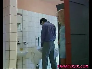 German full-grown woman fucked in public toilet